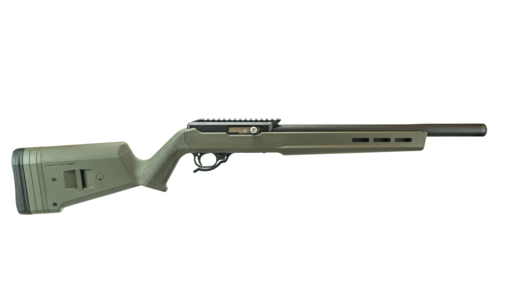 Product image of the MATTE BLACK INTEGRALLY SUPPRESSED X-RING RIFLE / HUNTER STOCK / OLIVE DRAB